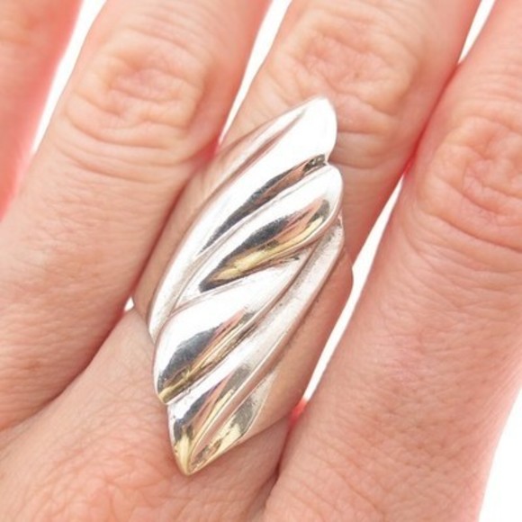 925 Sterling Silver Vintage Modernist Ring Size 6.75